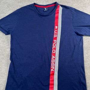 U.S. Polo Assn. Blue Tee with Red and White Stripe